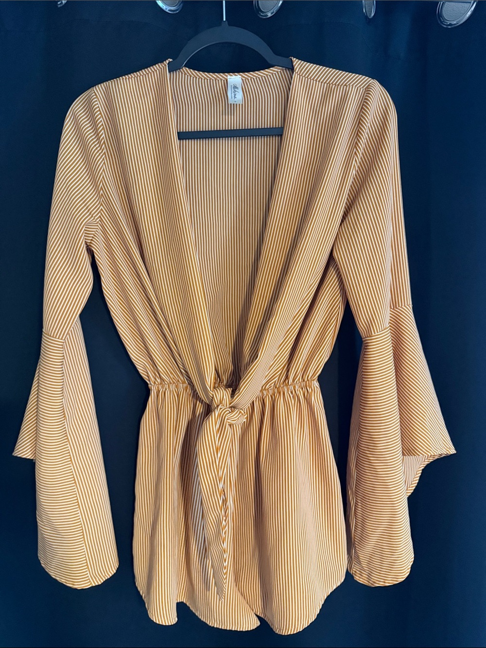 mahina Yellow Striped Wrap Jumpsuit Romper